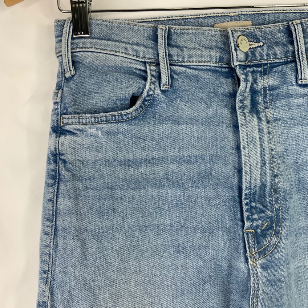 MOTHER The Hustler Ankle Fray Distressed Bootcut Jeans Light Blue High Rise - Picture 6 of 13